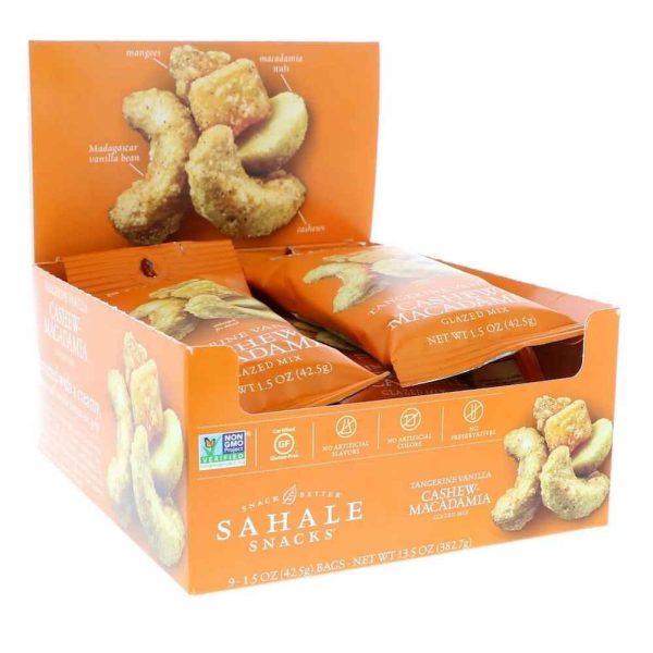 Sahale Snacks Tangerine Vanilla Cashew Macadamia Glazed Mix 9ct